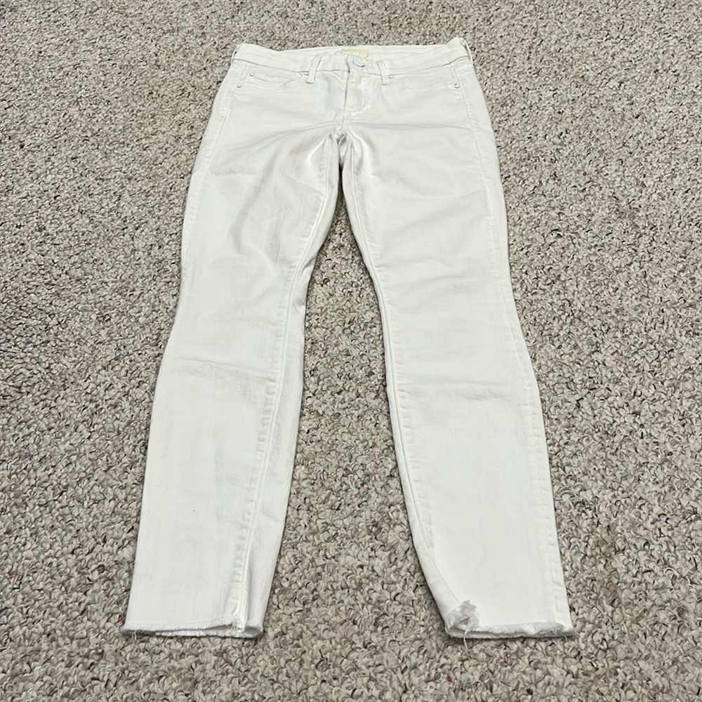 Mother The Looker Ankle Fray Stayin' Alive White Jeans Size 25
